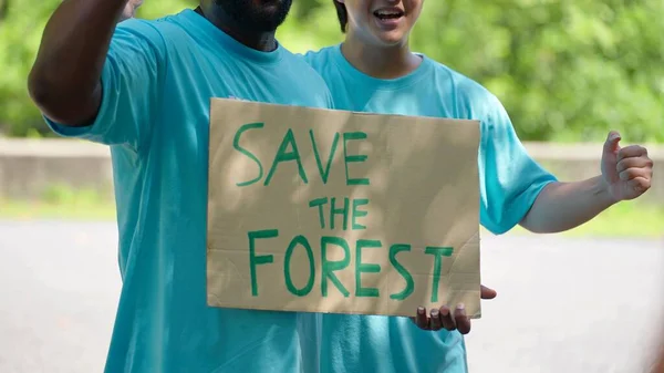 Vrijwilligers Uit Verschillende Culturen Rassen Strijden Voor Klimaatverandering Opwarming Van — Stockfoto