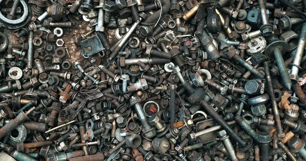 Viele Schrauben Alte Blechschrauben Metallschrauben Eisenschrauben Chromschrauben Schrauben Als Hintergrund — Stockfoto