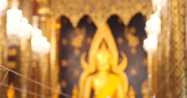 Estátua Dourada Buda Estátua Buda Wat Phra Sri Rattana Mahathat — Vídeo de Stock