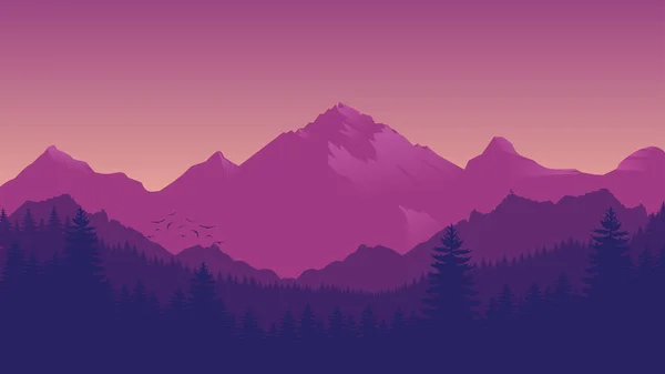 Rosa Berge Landschaft Hintergrund Sonnenuntergang Berge Tierwelt Hintergrund Mit Lamm — Stockvektor