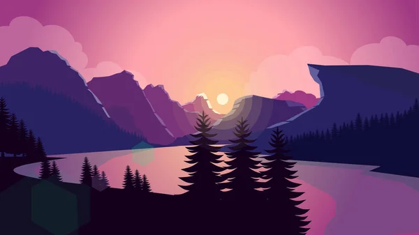 Rosa Berge Landschaft Hintergrund Sonnenuntergang Berge — Stockvektor
