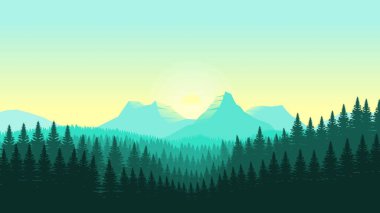 Düz Tasarım Biçimli Minimalist Renk Kombine Dağları