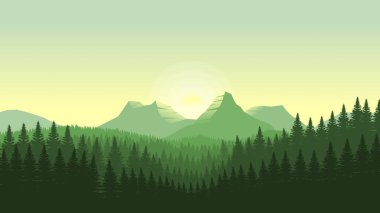 Düz Tasarım Biçimli Minimalist Renk Kombine Dağları