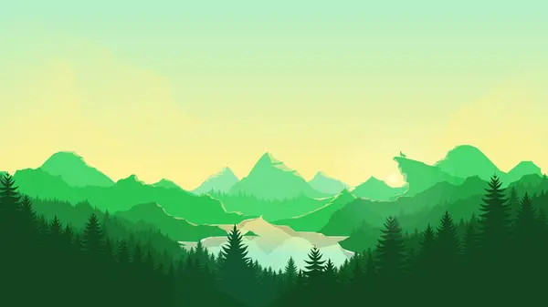 Düz Tasarım Biçimli Minimalist Renk Kombine Dağları