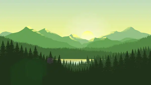 Düz Tasarım Biçimli Minimalist Renk Kombine Dağları