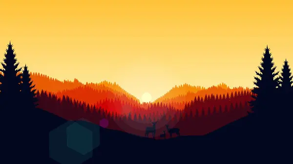 Düz Tasarım Biçimli Minimalist Renk Kombine Dağları