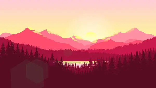 Düz Tasarım Biçimli Minimalist Renk Kombine Dağları