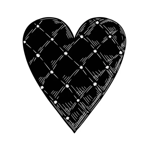 Чорне Серце Ізольовано Білому Тлі Символ Векторні Ілюстрації — стоковий вектор