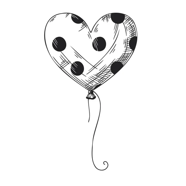 Καρδιακό Μπαλόνι Απομονωμένο Λευκό Φόντο Διάνυσμα — Διανυσματικό Αρχείο