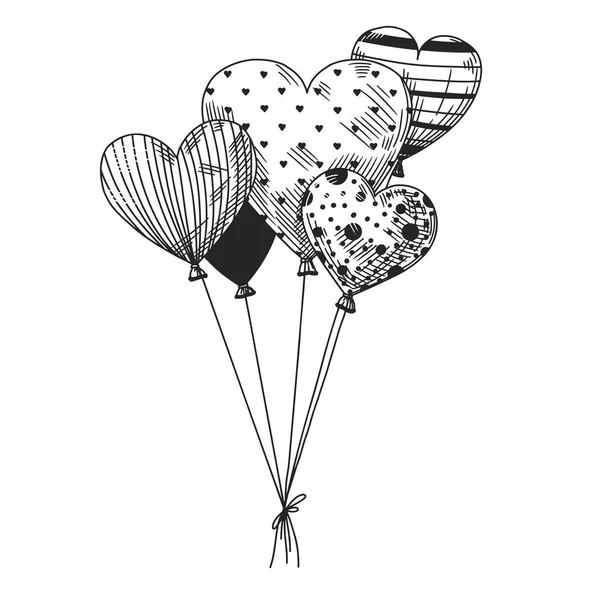 Gruppe Von Luftballons Form Eines Herzens Isoliert Auf Weißem Hintergrund — Stockvektor
