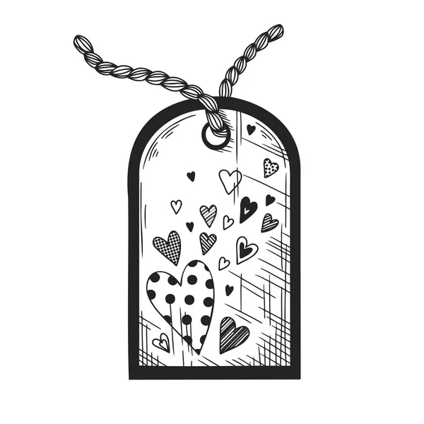 Gift Tag Love Pendant Sketch Vector Illustration — Wektor stockowy