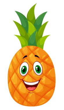 happy pineapple cartoon character