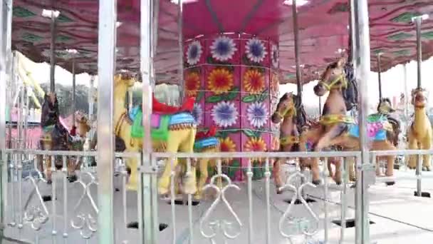 Video Horse Carousel Ride Dussehra Mela Lal Qila Maidan New — Video Stock