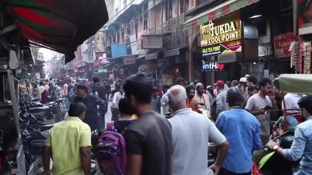 Stock Video People Shopping Chandni Chowk Shop Old Delhi India — Stockvideo