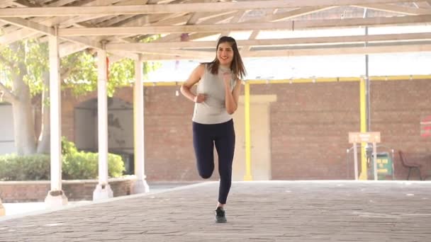 Відео Жінки Робить Приклад Штовхає Аеробні Кардіо Вправи — стокове відео