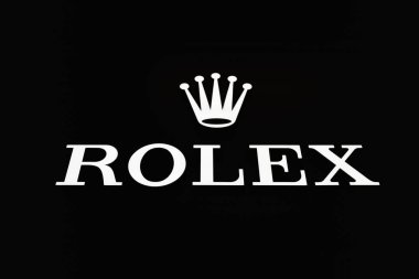 Elegant Rolex storefront logo displayed against a sleek black background, symbolizing luxury and sophistication. London, UK, 4 July 2023 clipart