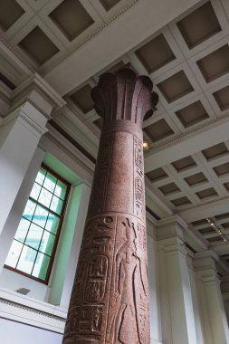 Herakleopolis 'ten gelen Ramses II' nin Palm Leaf Sütunu Britanya Müzesi 'nde bulunan muhteşem bir antik Mısır mimarisidir. Londra, İngiltere, 21 Ekim 2023