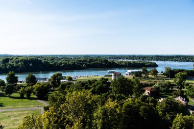 Belgrad Kalesi, Kalemegdan Parkı ve Tuna ve Sava nehirleri, Belgrad ve Sırbistan 'dan manzara. 