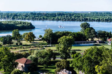 Belgrad Kalesi, Kalemegdan Parkı ve Tuna ve Sava nehirleri, Belgrad ve Sırbistan 'dan manzara.