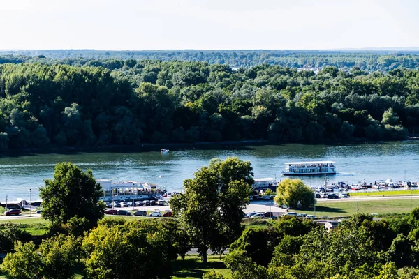 Landskap Sett Utifrån Belgrads Fästning Kalemegdanparken Med Floderna Donau Och — Stockfoto