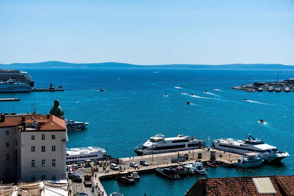 stock image SPLIT, CROATIA - OCTOBER 24, 2022: Landscape of dalmatian coast and the building of the Harbour Master's Office.