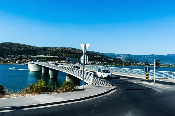 Trogir Chorvatsko Října 2022 Ciovo Most Který Spojuje Ostrov Čiovo — Stock fotografie