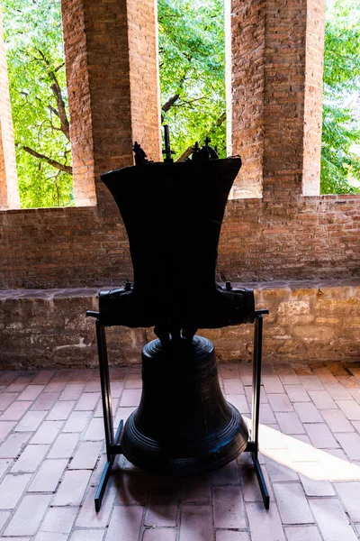 Big black bell at the Big Royal Church from the Royal Court of Targoviste, Romania.