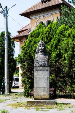 TARGOVISTE, ROMANIA - JULY 29, 2022: Bust monument Vlad Tepes