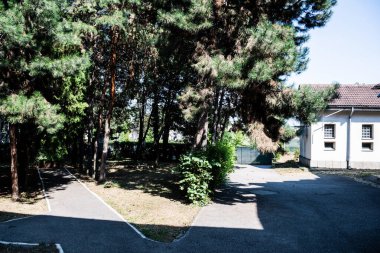 TARGOVISTE, ROMANIA - JULY 29, 2022: The place where in december 1989 the  president of Communist Romania, Nicolae Ceausescu and his wife Elena were trialed, convicted and executed.