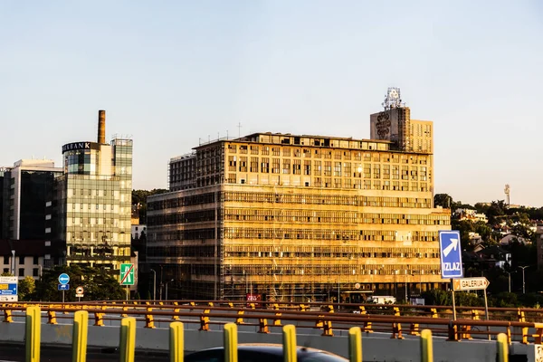 BELGRADE, SERBIA - JULY 22, 2022: BIGZ building, one of the most representative architectural landmarks of modern Serbian architecture and on the left side is the HalkBank building.