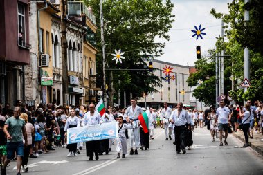KAZANLAK, BULGARIA - JUNE 05, 2022: Parade from the Rose Festival, organized annually since 1903.