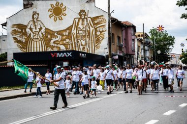 KAZANLAK, BULGARIA - JUNE 05, 2022: Parade from the Rose Festival, organized annually since 1903.