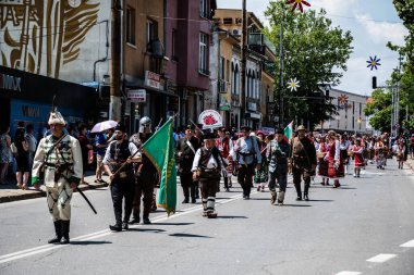 KAZANLAK, BULGARIA - JUNE 05, 2022: Parade from the Rose Festival, organized annually since 1903.