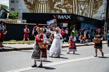 KAZANLAK, BULGARIA - JUNE 05, 2022: Parade from the Rose Festival, organized annually since 1903.