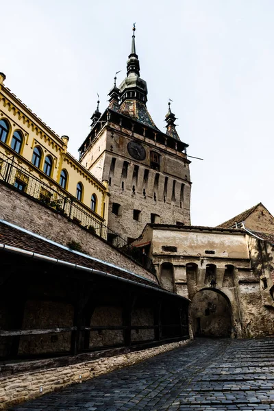 Przejście Wieży Zegarowej Albo Przejście Dla Starszych Pań Sighisoara Rumunia — Zdjęcie stockowe