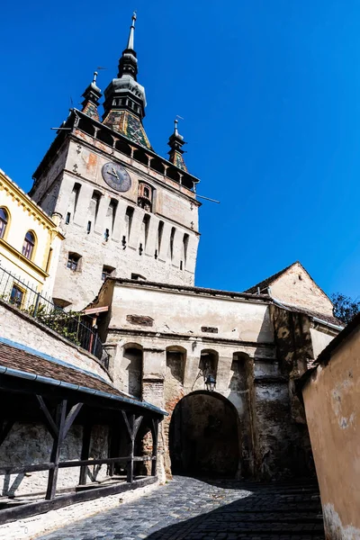 Przejście Wieży Zegarowej Albo Przejście Dla Starszych Pań Sighisoara Rumunia — Zdjęcie stockowe