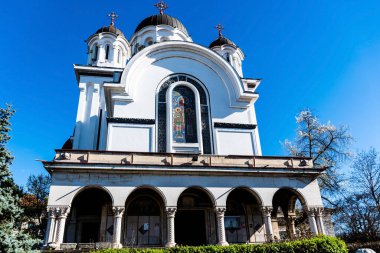 BÜKREŞ, ROMANIA - 26 Mart 2023 Casin Kilisesi, bazen Casin Manastırı olarak da anılır Bükreş 'te bulunan ve başmeleklere adanmış bir Romen Ortodoks kilisesidir..