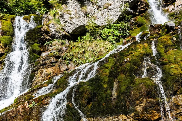 Bucegi dağlarından Valea Spumoasa şelalesi, Busteni, Romanya.