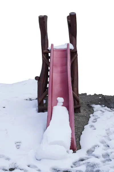 Slide covered with snow on an isolated background.