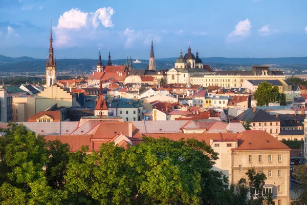 Panoramautsikt Över Olomoucs Historiska Centrum Den Antika Staden Och Turistattraktionen — Stockfoto