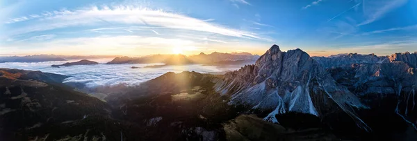 Sunrise Sass Puta Mountain Peak Passo Delle Erbe Pass Dolomite — Stock Photo, Image