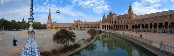 Panoramisch Uitzicht Het Plein Van Spanje Stad Sevilla Andalusië — Stockfoto