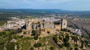 aerial view of the castle of Almodovar del Rio in the province of Cordoba, Spain