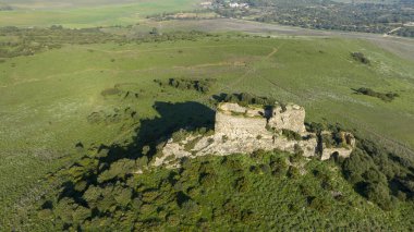 aerial view of the ancient castle of torrestrella in the municipality of Medina Sidonia, Spain