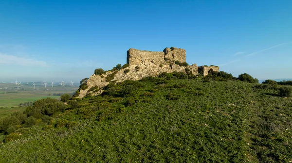 aerial view of the ancient castle of torrestrella in the municipality of Medina Sidonia, Spain