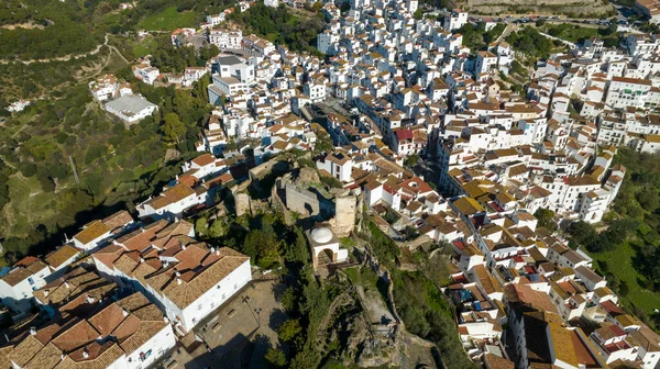Kilátás Nyílik Gyönyörű Település Casares Tartományban Malaga Andalúzia — Stock Fotó