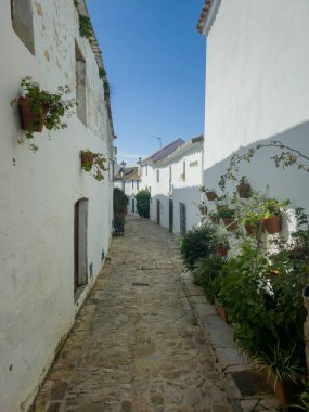 walking through the streets of the municipality of Castellar de la Frontera in the natural park of Los Alcornocales, Andalusia
