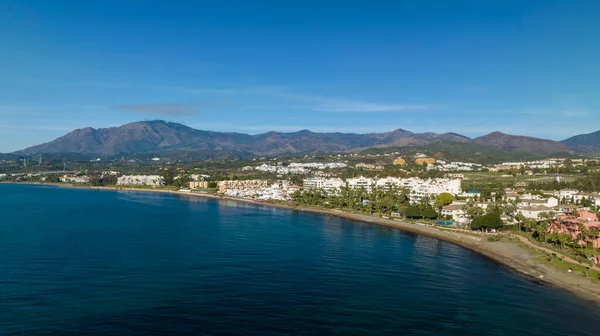 stock image view of Guadalmansa beach on the coast of Estepona, andalusia