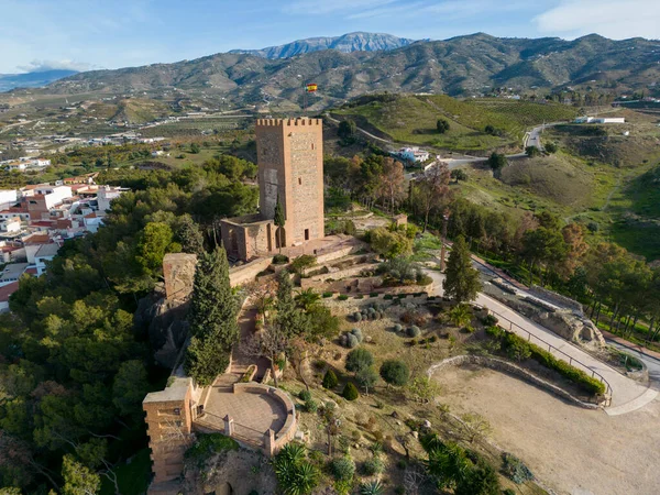 Vista Aérea Del Antiguo Castillo Árabe Municipio Vélez Málaga España — Foto de Stock