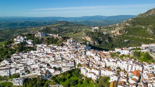 İspanya 'nın Malaga eyaletindeki güzel beyaz Casares köyünün manzarası.